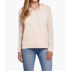 Weatherproof Vintage Womens Pullover Slub Hoodie Peach Orange Lightweight Size S